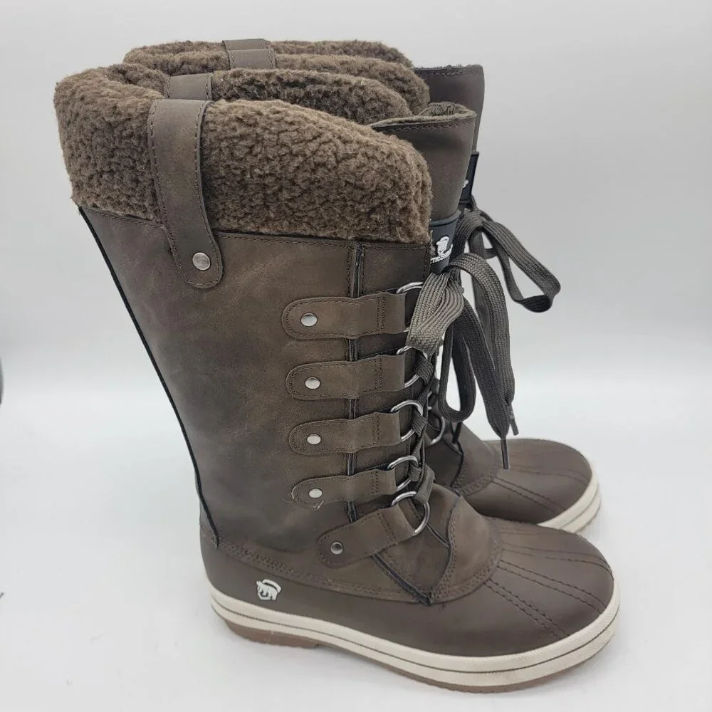 Womens Brown Lace‎ Up Arctic Shield Winter Boots Warm Insulated Size 7M EUC